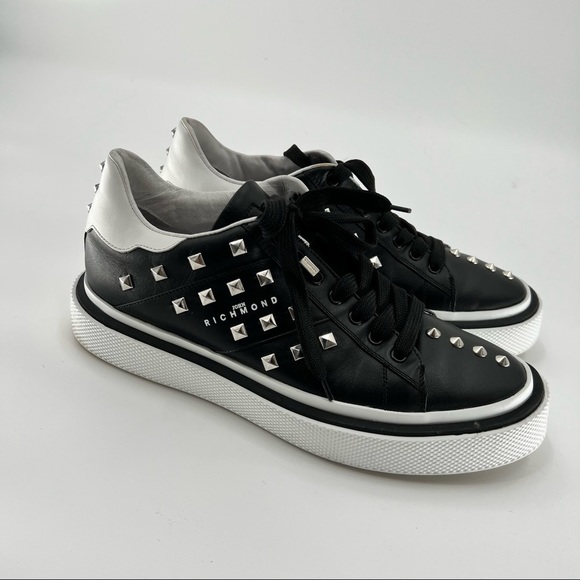 John Richmond black white studded athletic shoes size 10 - Picture 14 of 15
